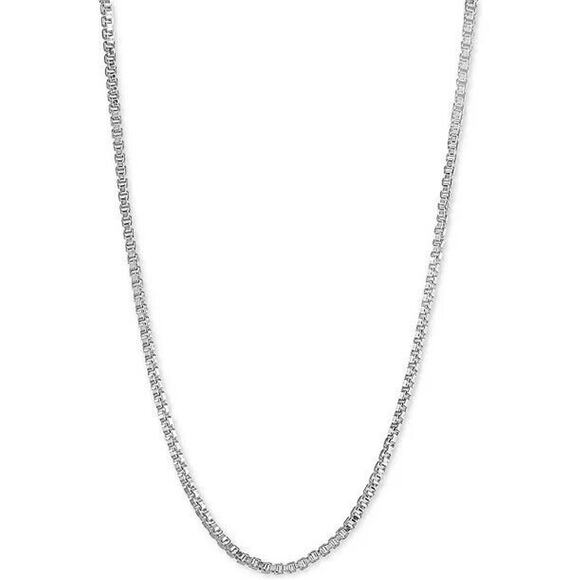 Sterling Silver Box Chain Necklace 22” Dainty Adjustable Minimal Trendy Stylish - Picture 1 of 12